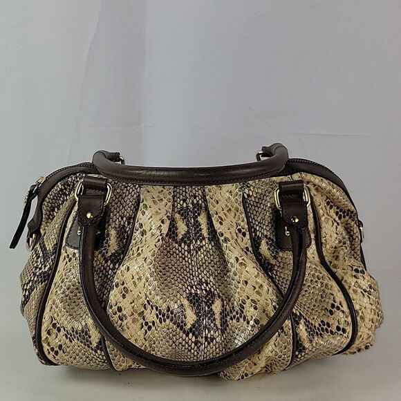 Jenrigo Snakeskin Embossed Leather Women's Satchel - Picture 3 of 13